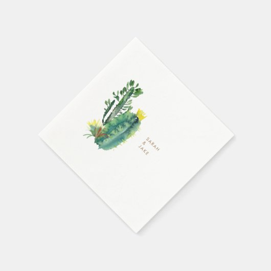 Moderner Cactus Wedding Cocktail Serviette (Ecke)