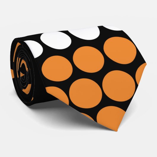 Moderner Cadmium Orange und weißer Polka Dot Krawatte (Gerollt)