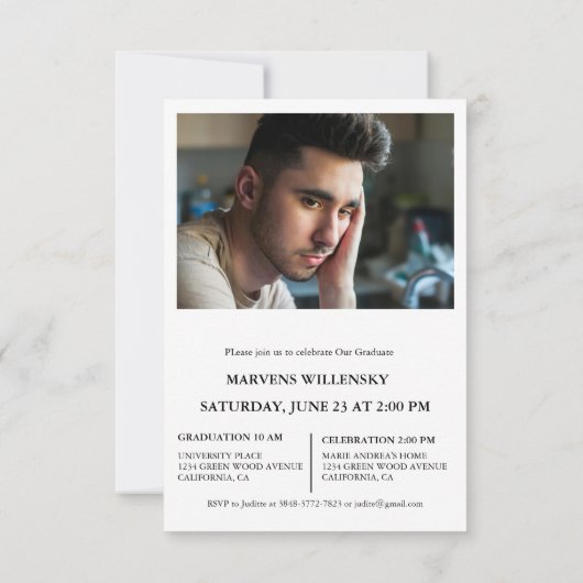 Moderner Calligrafy Graduate Foto Abschluss Einladung (Rückseite)