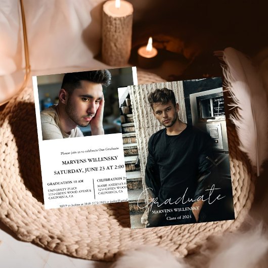 Moderner Calligrafy Graduate Foto Abschluss Einladung