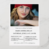 Moderner Calligrafy Graduate Foto Abschluss Folieneinladung (Rückseite)