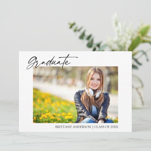 Moderner Calligrafy Ink Abschluss Ankündigung (Stehend Vorderseite)