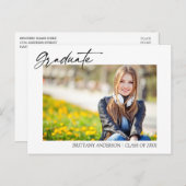 Moderner Calligrafy Ink Abschluss Postkarte (Vorne/Hinten)