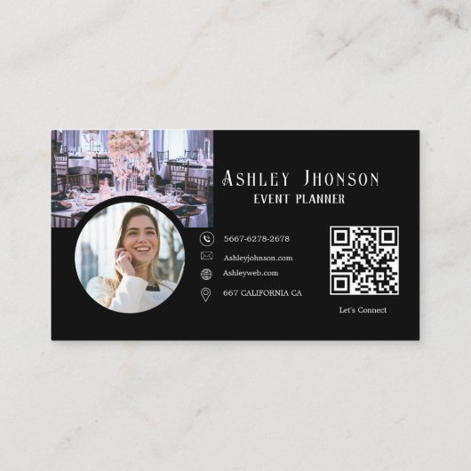 Moderner Calligraphy Event Planer Visitenkarte (Rückseite)