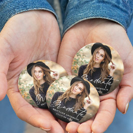 Moderner Calligraphy Ink Script Foto Abschluss Button