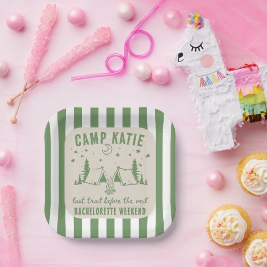 Moderner Camp-Junggeselinnen-Abschied Pappteller (Party)