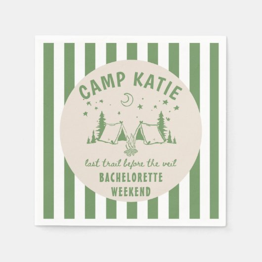 Moderner Camp-Junggeselinnen-Abschied Serviette (Vorderseite)