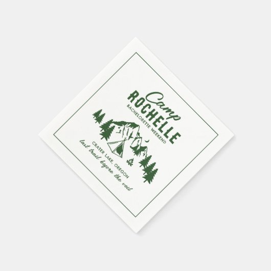 Moderner Camping Junggeselinnen-Abschied Serviette (Ecke)