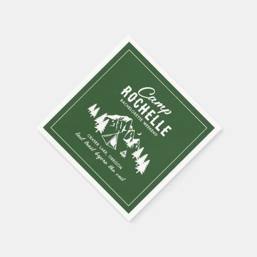 Moderner Camping Junggeselinnen-Abschied Serviette (Ecke)