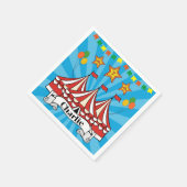 Moderner Cartoon Big Top Circus farbig Geburtstag Serviette (Ecke)