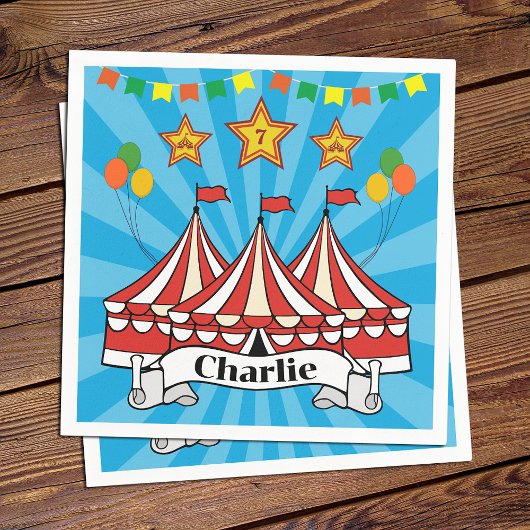 Moderner Cartoon Big Top Circus farbig Geburtstag Serviette