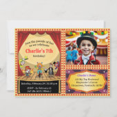 Moderner Cartoon Circus Foto Geburtstagseinladung Einladung (Vorderseite)
