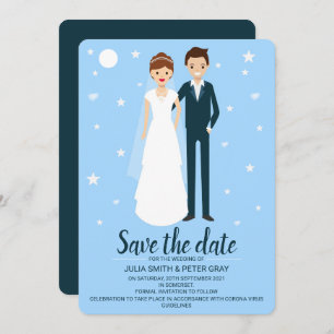 Moderner Cartoon und Bräuche Save the Date Einladung