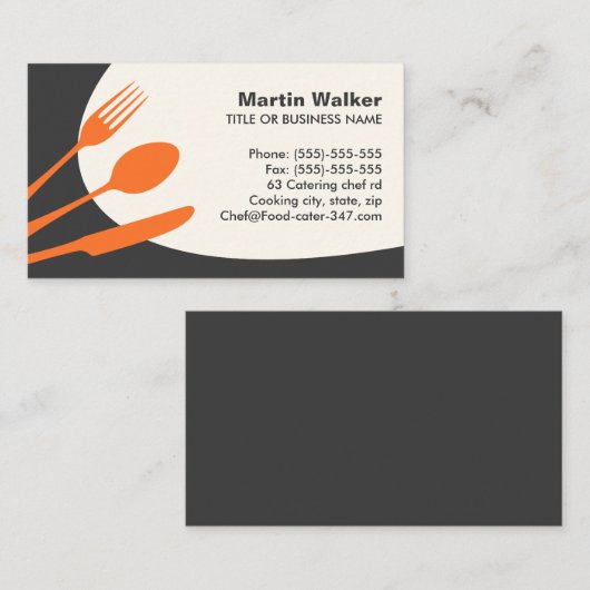 Moderner Catering oder Koch in Grau-Orange Visitenkarte (Vorne/Hinten)