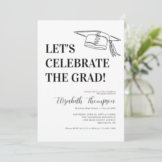 Moderner Celebrate Graduate Einfaches Abschluss Pa Einladung (Stehend Vorderseite)