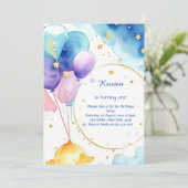 Moderner Celestial Astro Birthday Einladung (Stehend Vorderseite)