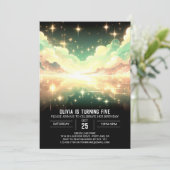Moderner Celestial Digital Birthday Einladung (Stehend Vorderseite)