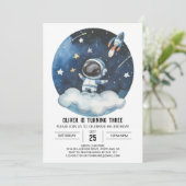 Moderner Celestial Editable Astronaut Boy Birthday Einladung (Stehend Vorderseite)