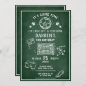 Moderner Chalkboard Fußball bis zum Geburtstag Einladung (Vorne/Hinten)