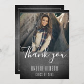 Moderner Chalkboard Graduate Foto Abschluss Dankeskarte (Vorne/Hinten)