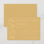 Moderner Champagne Monotone Wedding RSVP Karte (Vorne/Hinten)
