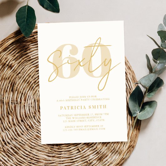 Moderner Champagner Elegant 60. Geburtstag Einladung