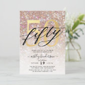 Moderner Champagner-Glitzer 50. Geburtstag Einladung (Stehend Vorderseite)