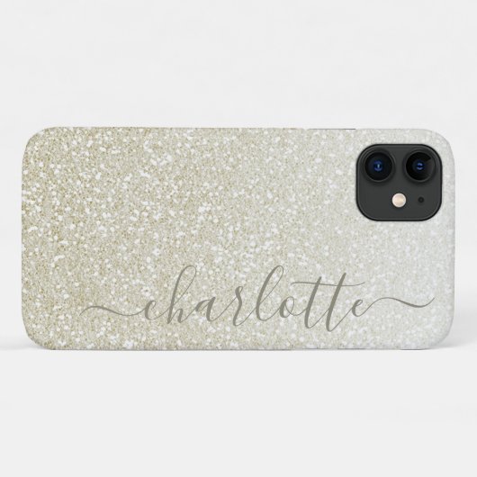 Moderner Champagner Glitzer Girly Chic Personalisi Case-Mate iPhone Hülle (Rückseite (Horizontal))