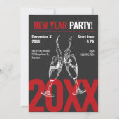 Moderner Champagner jubelt dunkelrot Neues Party Einladung (Vorderseite)