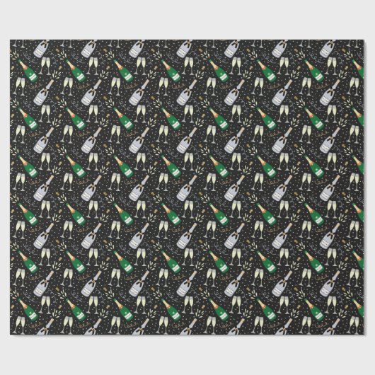 Moderner Champagner-Silvester Geschenkpapier (Flach)