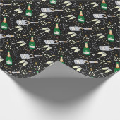 Moderner Champagner-Silvester Geschenkpapier (Ecke)