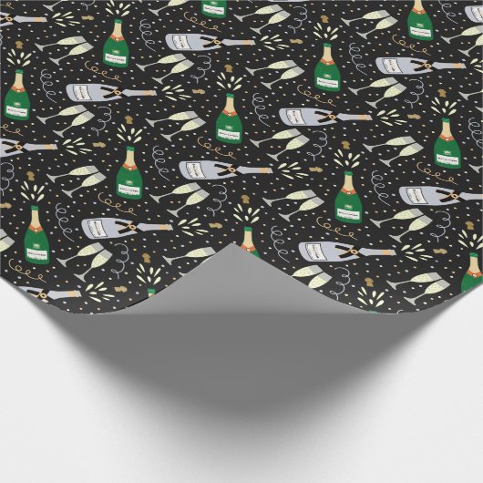 Moderner Champagner-Silvester Geschenkpapier (Ecke)