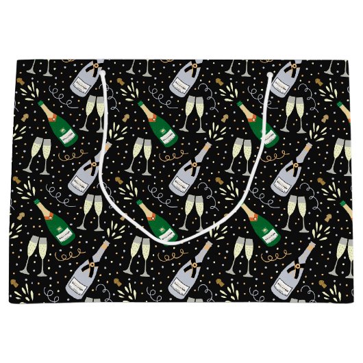 Moderner Champagner-Silvester Große Geschenktüte (Vorderseite)