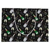 Moderner Champagner-Silvester Große Geschenktüte (Rückseite)