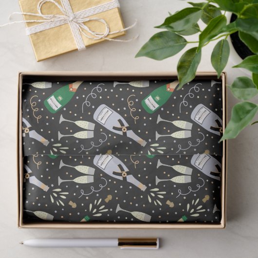 Moderner Champagner-Silvester Seidenpapier (Geschenk)