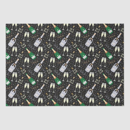 Moderner Champagner-Silvester Seidenpapier (Vorderseite)