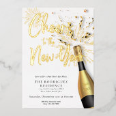 Moderner Champagner zum Silvestergolden des Party Folieneinladung (Vorderseite)