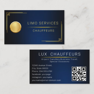 Moderner Chauffeur-Fahrer Royal Gold Border QR Cod Visitenkarte