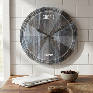 Moderner Chef Industrielles Holz-Schneidbrett Uhr
