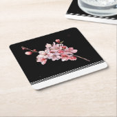 Moderner Cherry Blossom Black Paper Untersetzer (angewinkelt)