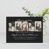Moderner Chic 5 Foto Abschluss Ankündigung|Schwarz Einladung (Stehend Vorderseite)