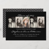 Moderner Chic 5 Foto Abschluss Ankündigung|Schwarz Einladung (Vorne/Hinten)