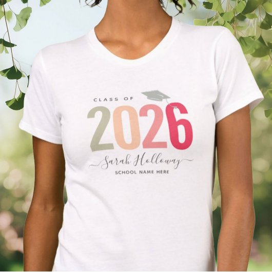 Moderner Chic Abschluss Blush Pink Grad Celebratio T-Shirt