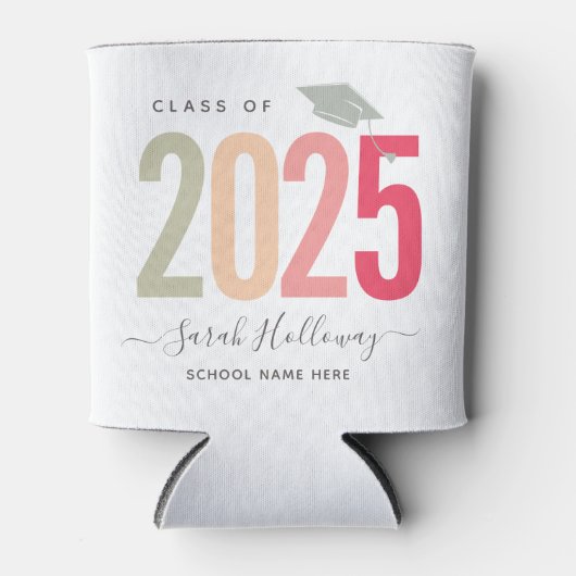 Moderner Chic Abschluss Blush Pink Grad Party Dosenkühler (Vorderseite)