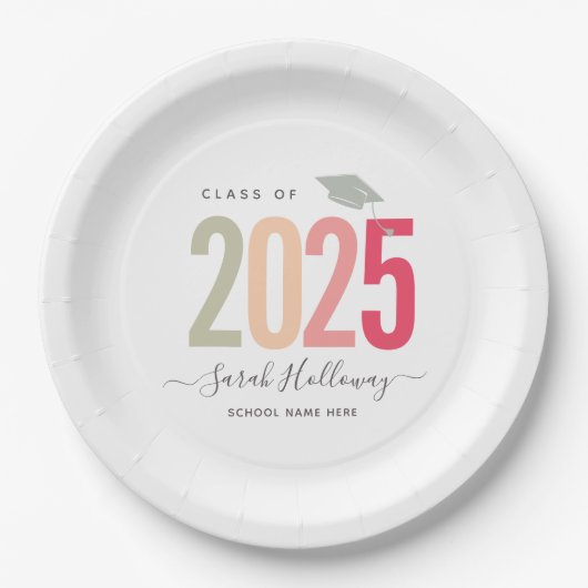 Moderner Chic Abschluss Blush Pink Grad Party Pappteller (Vorderseite)