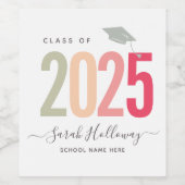 Moderner Chic Abschluss Blush Pink Grad Party Weinetikett (Einzelnes Label)