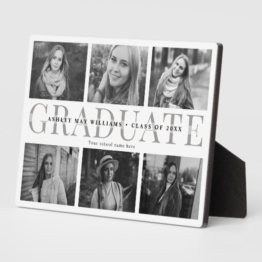 Moderner Chic Abschluss Keepake FotoCollage Fotoplatte (Seite)