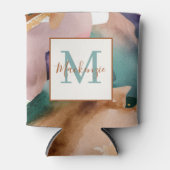 Moderner Chic Abstrakt Terracotta Aquamarin Dosenkühler (Vorderseite)