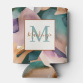 Moderner Chic Abstrakt Terracotta Aquamarin Dosenkühler (Rückseite)