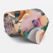 Moderner Chic Abstrakt Terracotta Aquamarin Krawatte (Gerollt)